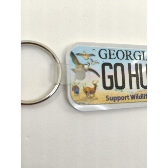 Georgia Keyring GO HUNT! Support Wildlife Keytag Key Holder Hard Rubber Material - Picture 3 of 10